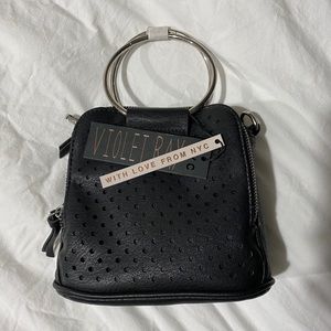 New Black Violet Ray Handbag with Silver Handed and Removable Strap